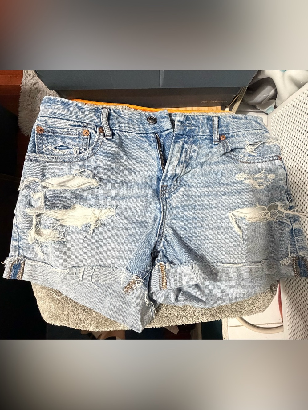 American Eagle Outfitters Light Blue Distressed Denim Shorts
